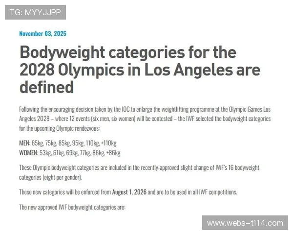 洛杉矶奥运会举重级别增至12个，具体设置年底揭晓